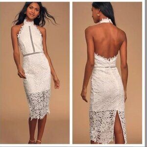 Lulu's Divine Destiny White Lace Midi Dress size S